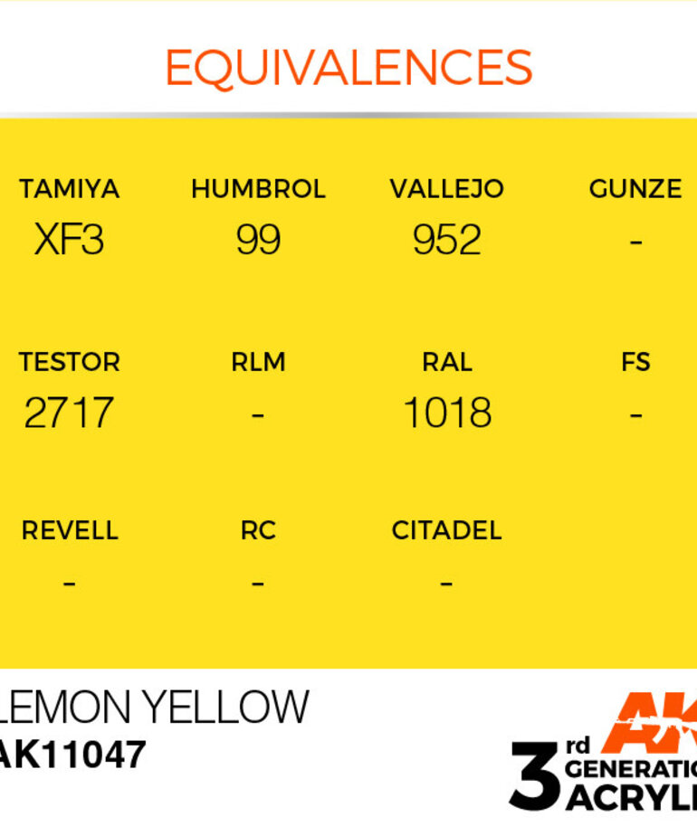 AK Interactive AK11047 3G Acrylic Lemon Yellow 17ml