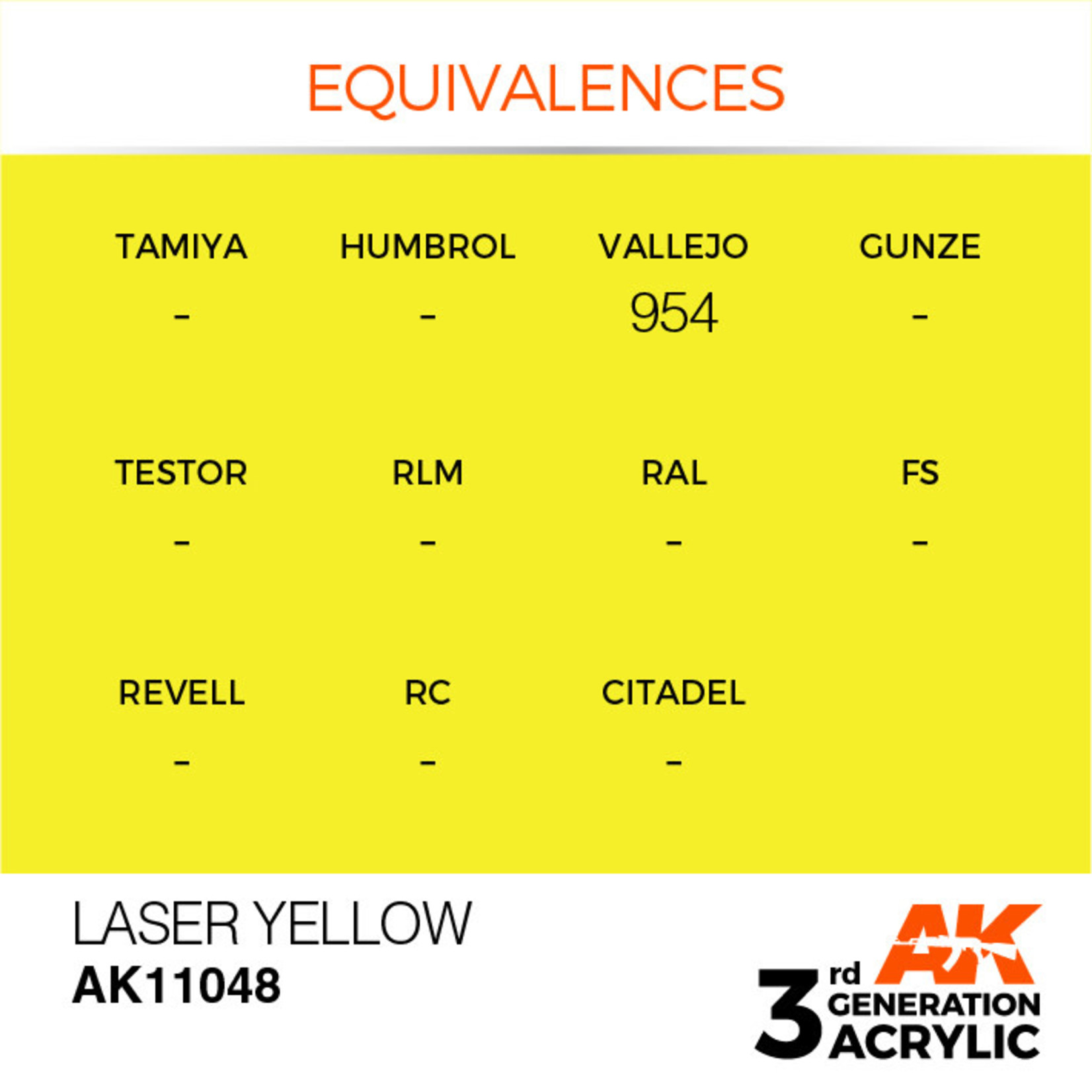 AK Interactive AK11048 3G Acrylic Laser Yellow 17ml