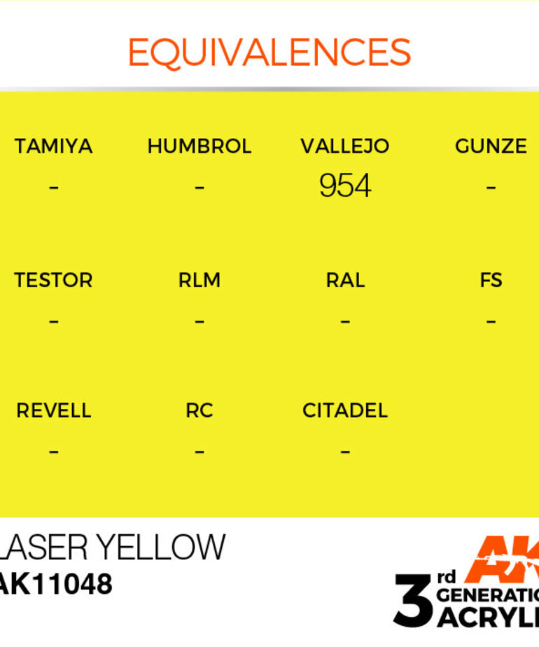 AK Interactive AK11048 3G Acrylic Laser Yellow 17ml