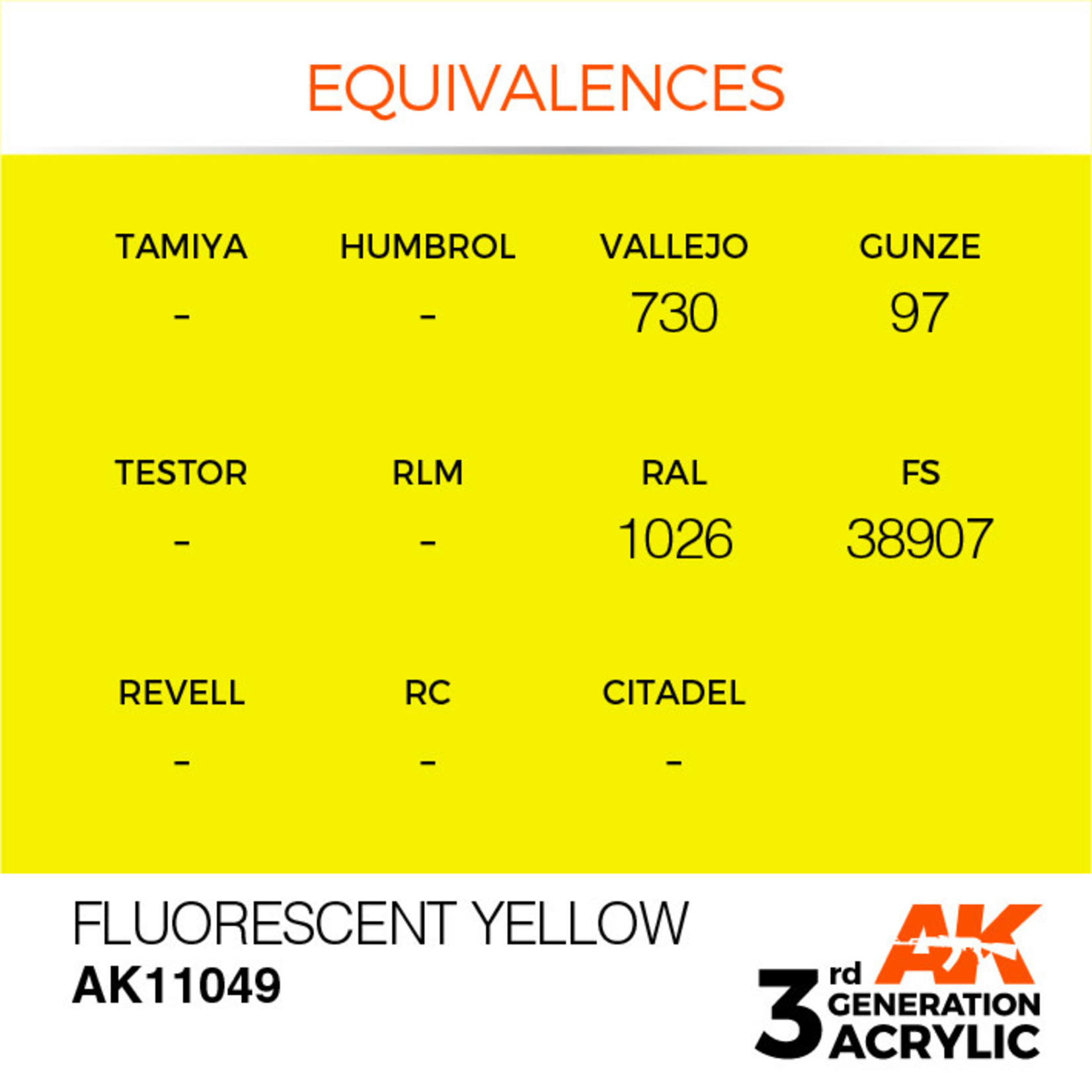 AK Interactive AK11049 3G Acrylic Fluorescent Yellow 17ml