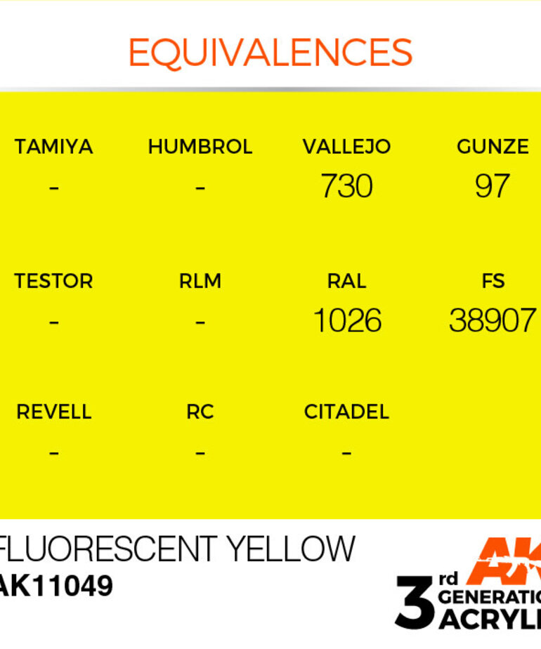 AK Interactive AK11049 3G Acrylic Fluorescent Yellow 17ml