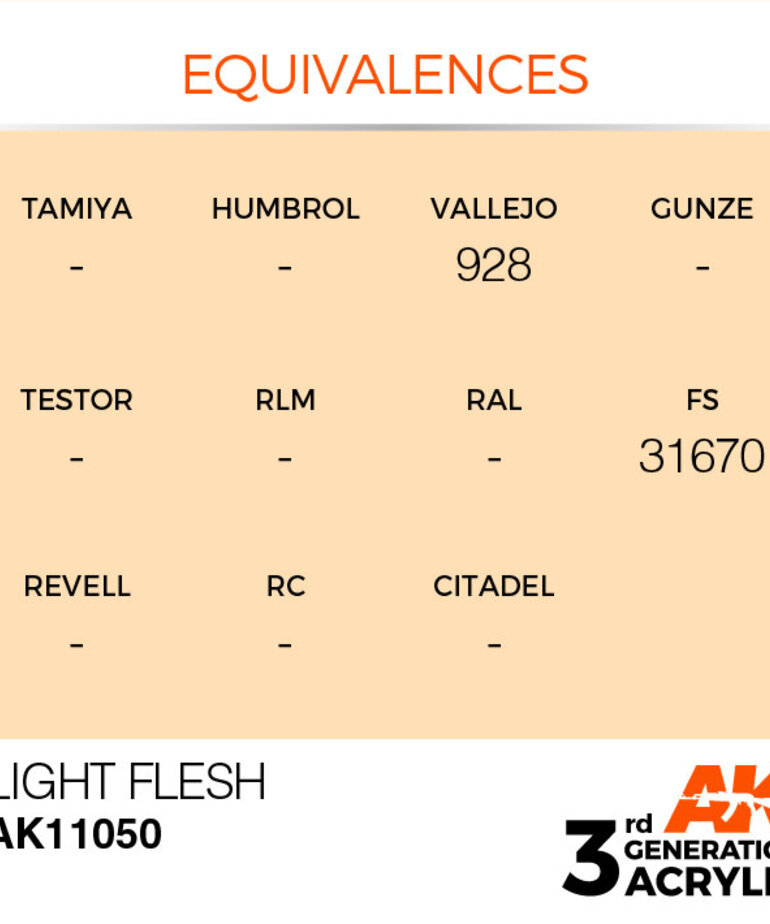 AK Interactive AK11050 3GAcrylic  Light Flesh 17ml