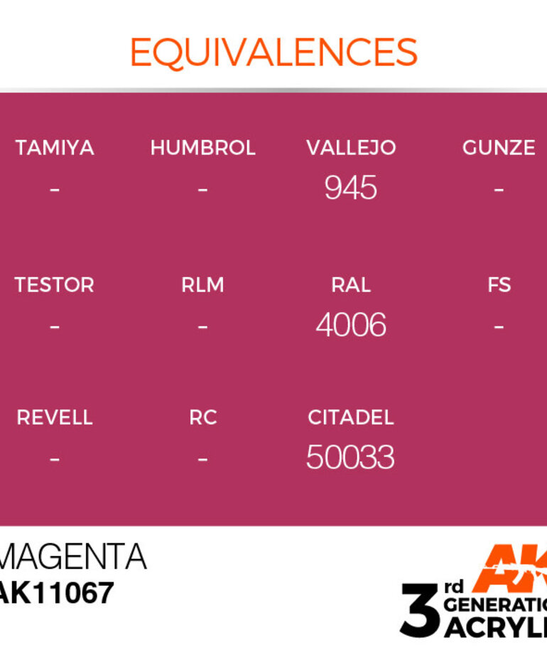 AK Interactive AK11067 3G Acrylic Magenta 17ml