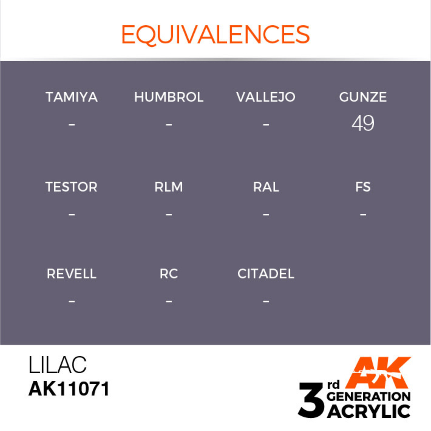 AK Interactive AK11071 3G Acrylic Lilac 17ml
