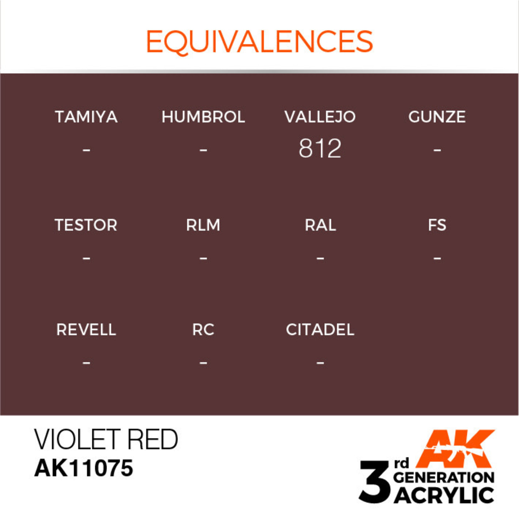 AK Interactive AK11075 3G Acrylic Violet Red 17ml