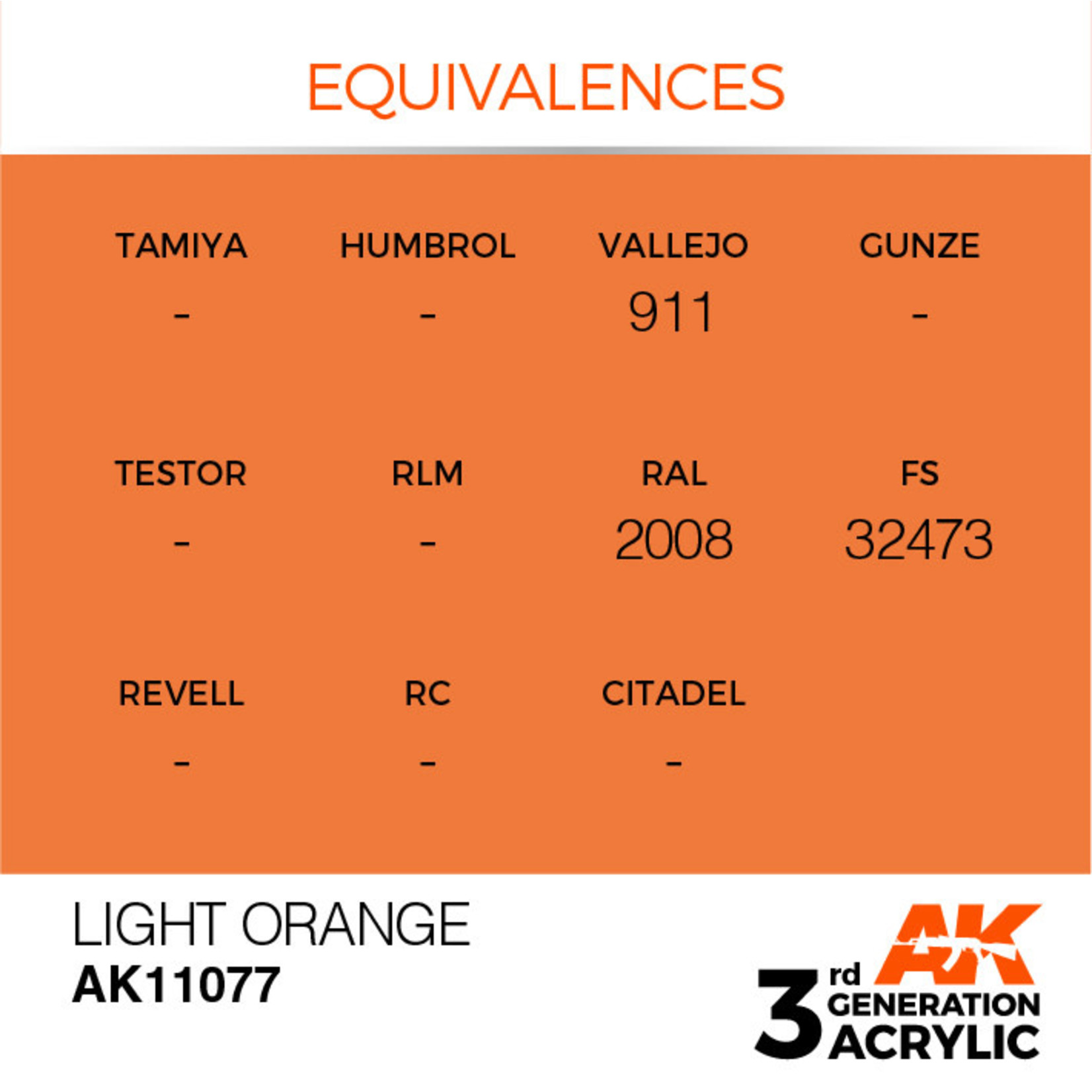 AK Interactive AK11077 3G Acrylic Light Orange 17ml