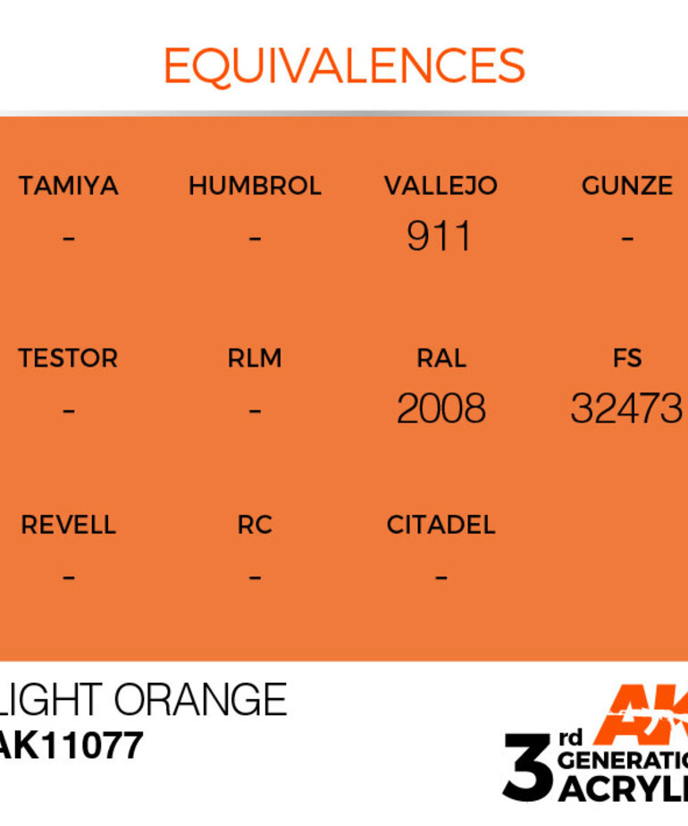AK Interactive AK11077 3G Acrylic Light Orange 17ml