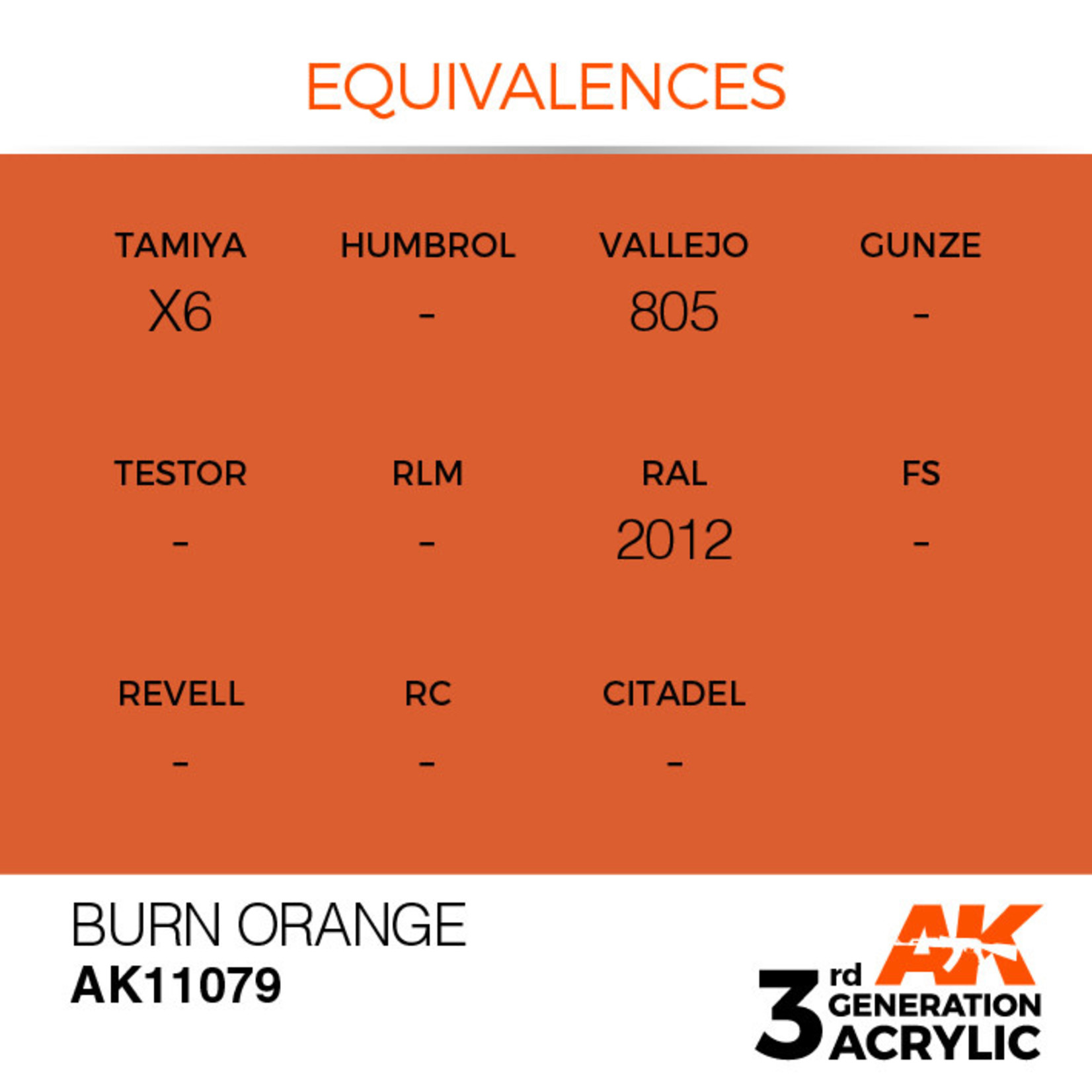 AK Interactive AK11079 3G Acrylic Burn Orange 17ml