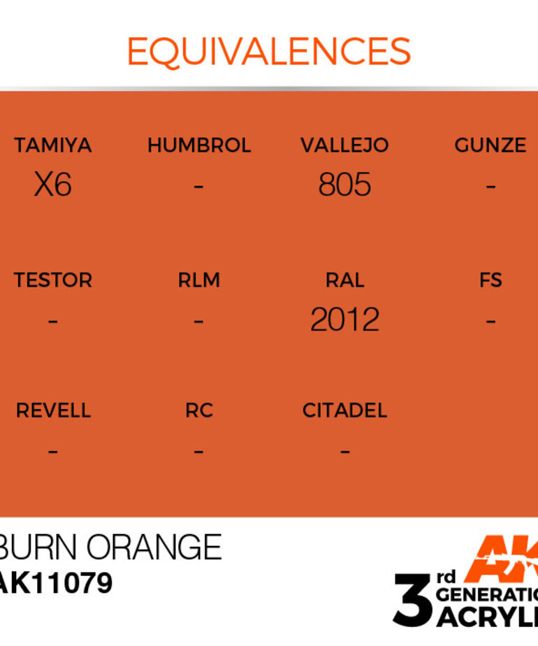 AK Interactive AK11079 3G Acrylic Burn Orange 17ml