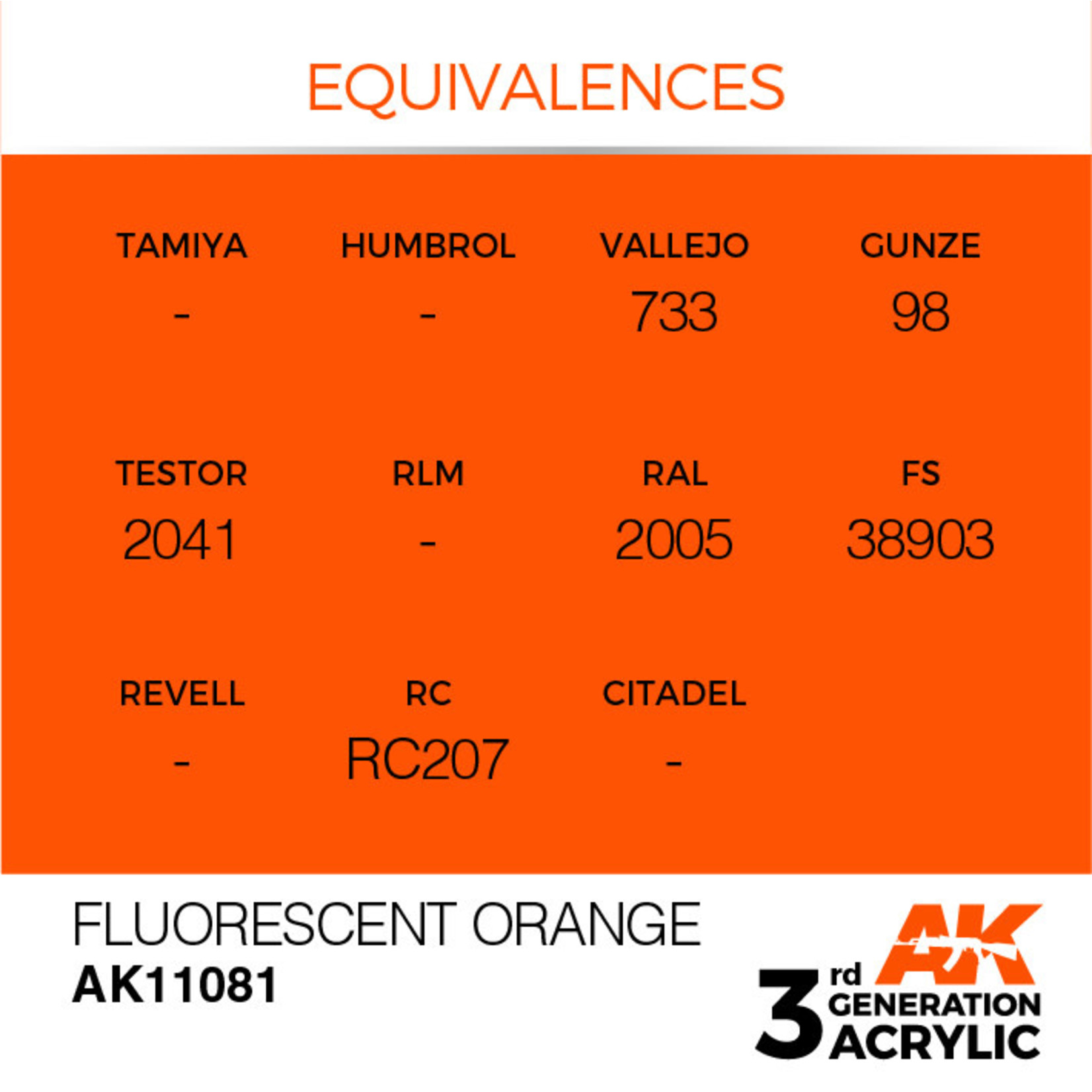 AK Interactive AK11081 3G Acrylic Fluorescent Orange 17ml