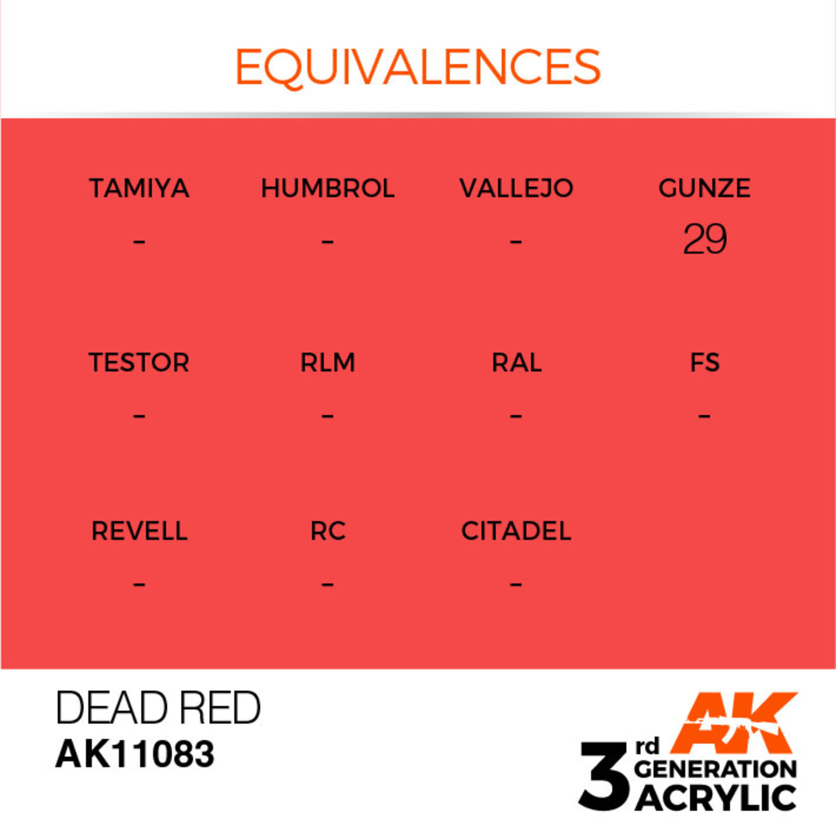AK Interactive AK11083 3G Acrylic Dead Red 17ml (AKA Dead Orange)