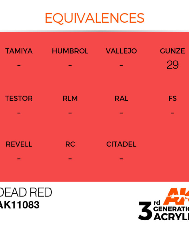 AK Interactive AK11083 3G Acrylic Dead Red 17ml (AKA Dead Orange)