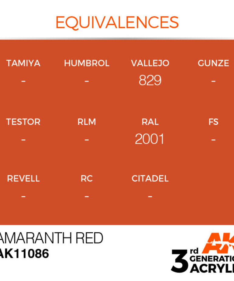 AK Interactive AK11086 3G Acrylic Amaranth Red 17ml