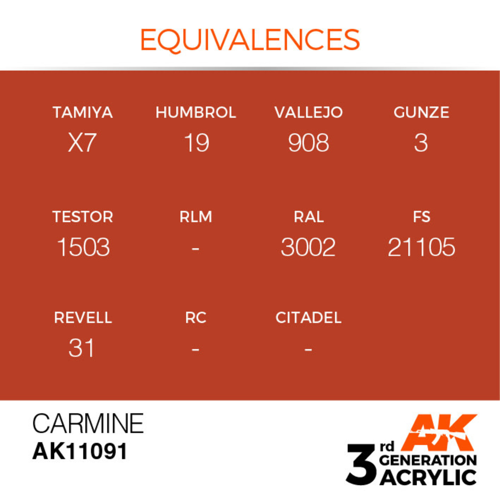 AK Interactive AK11091 3G Acrylic Carmine 17ml