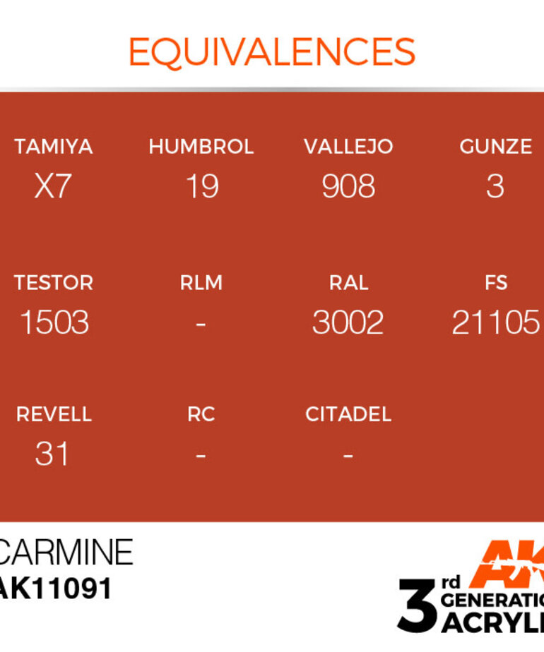 AK Interactive AK11091 3G Acrylic Carmine 17ml