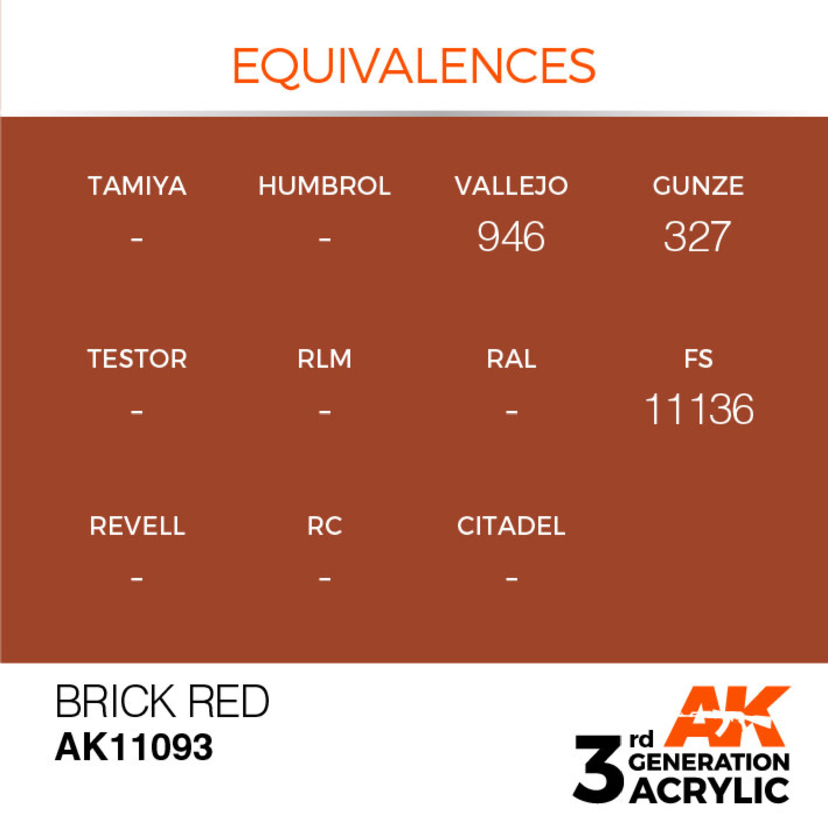 AK Interactive AK11093 3G Acrylic Brick Red 17ml