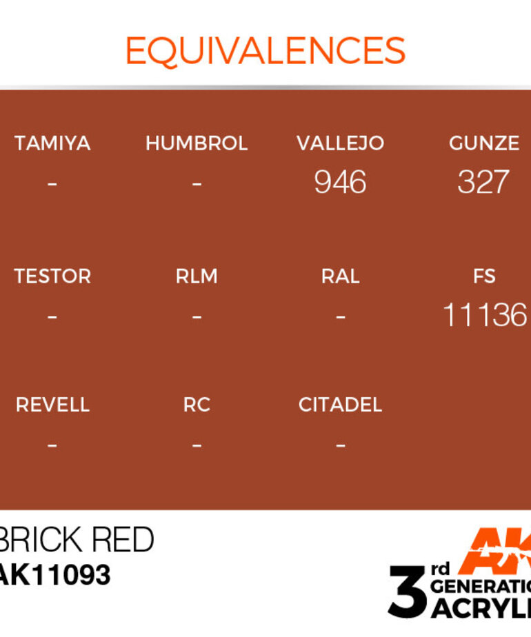 AK Interactive AK11093 3G Acrylic Brick Red 17ml