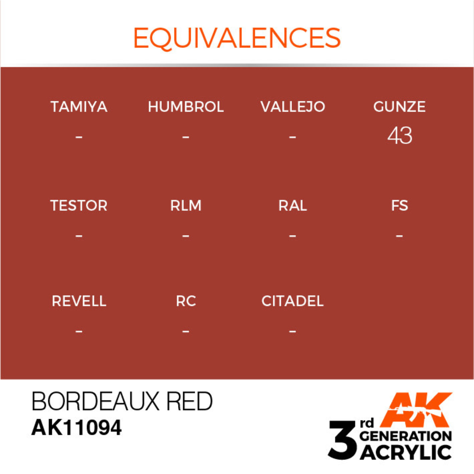 AK Interactive AK11094 3G Acrylic Bordeaux Red 17ml