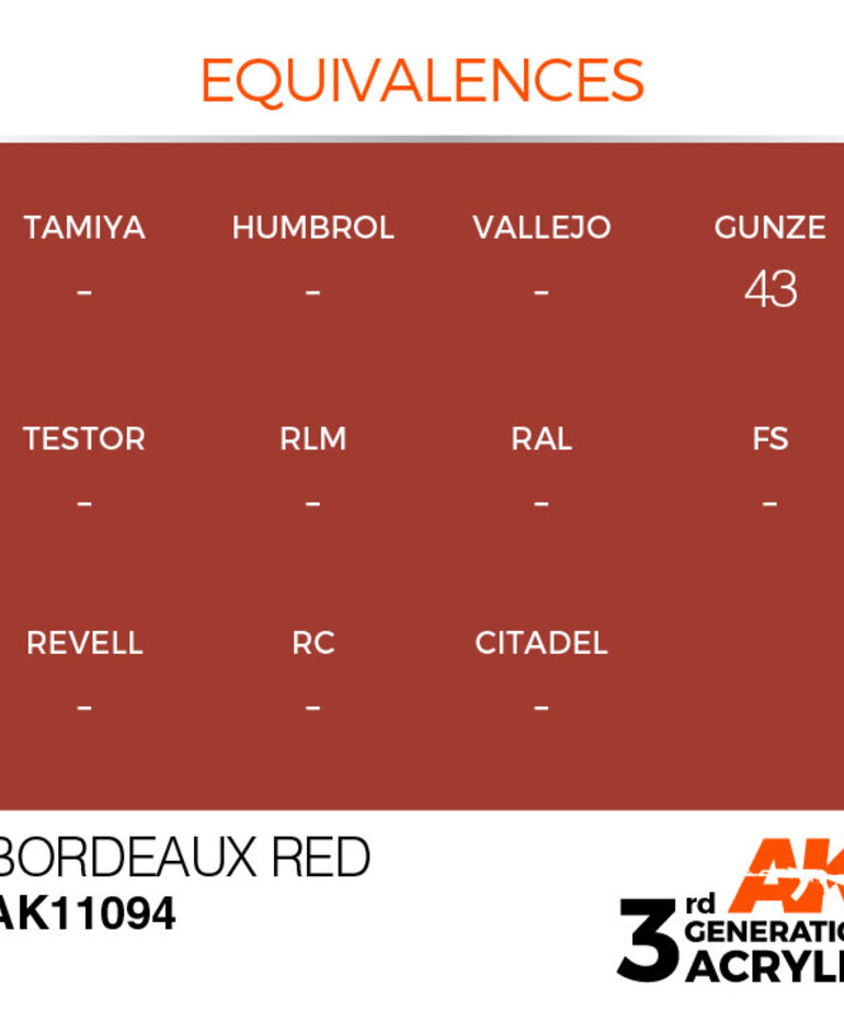 AK Interactive AK11094 3G Acrylic Bordeaux Red 17ml
