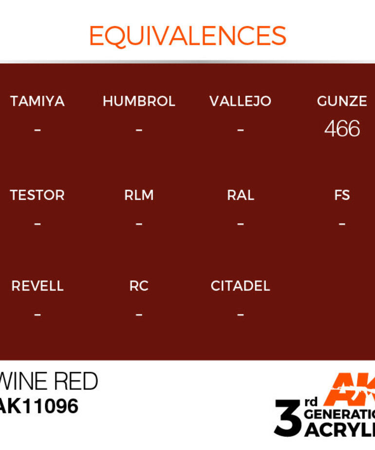 AK Interactive AK11096 3G Acrylic Wine Red 17ml