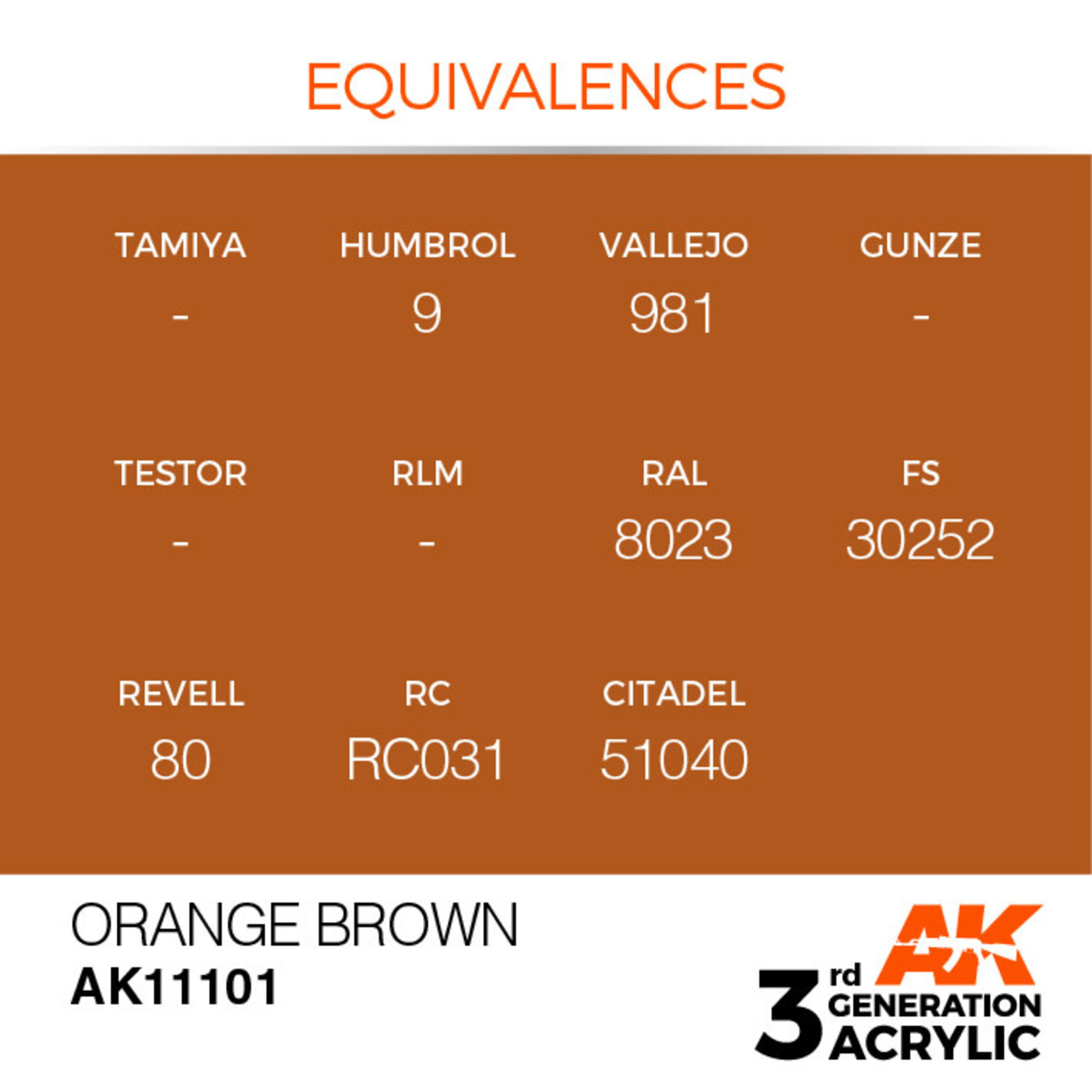 AK Interactive AK11101 3G Acrylic Orange Brown 17ml