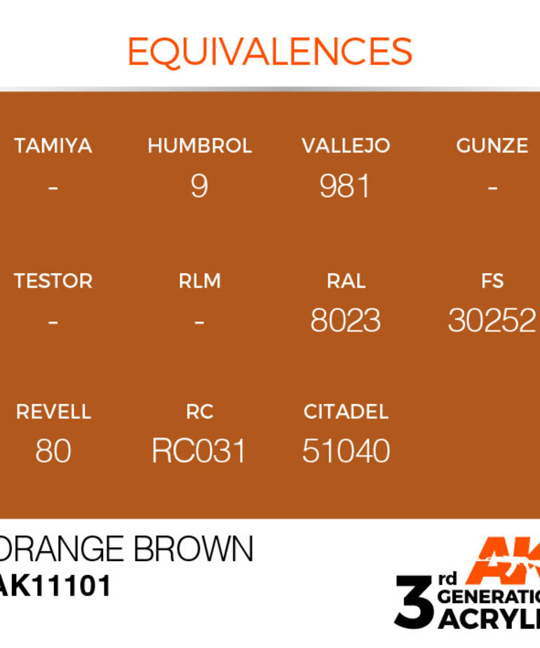 AK Interactive AK11101 3G Acrylic Orange Brown 17ml
