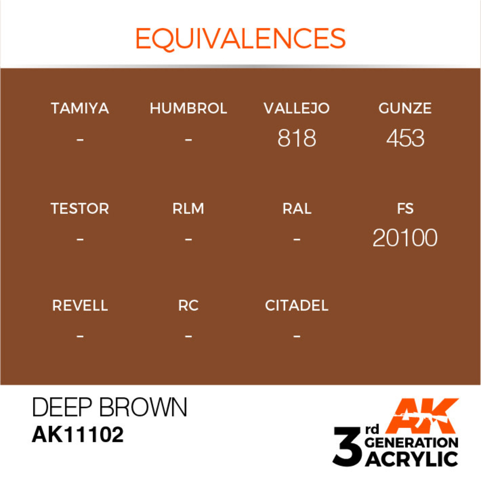 AK Interactive AK11102 3G Acrylic Deep Brown 17ml