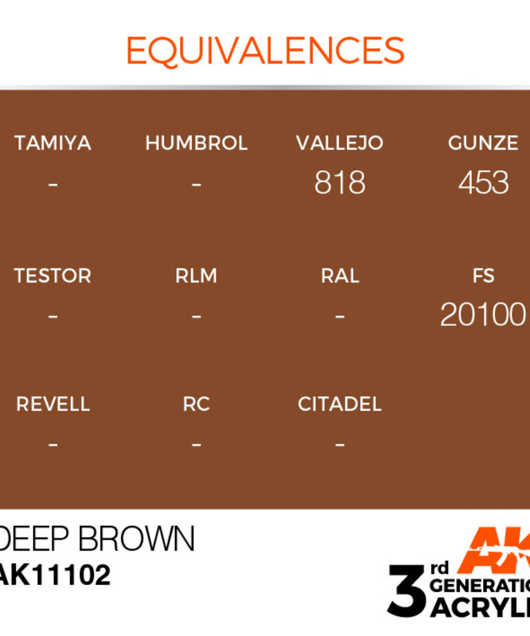AK Interactive AK11102 3G Acrylic Deep Brown 17ml