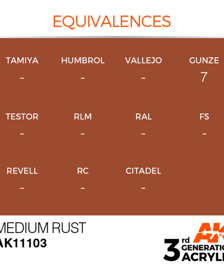 AK Interactive AK11103 3G Acrylic Medium Rust 17ml