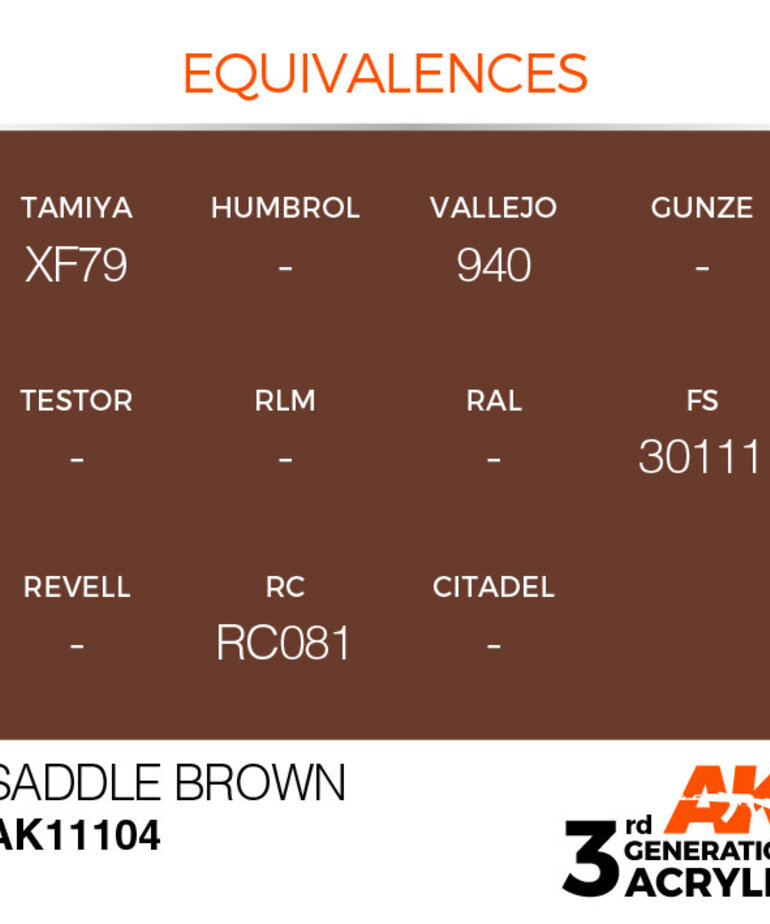 AK Interactive AK11104 3G Acrylic Saddle Brown 17ml