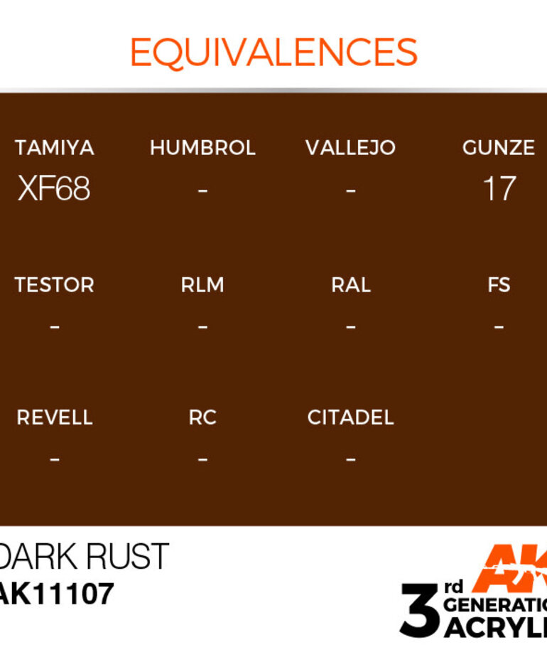 AK Interactive AK11107 3G Acrylic Dark Rust 17ml