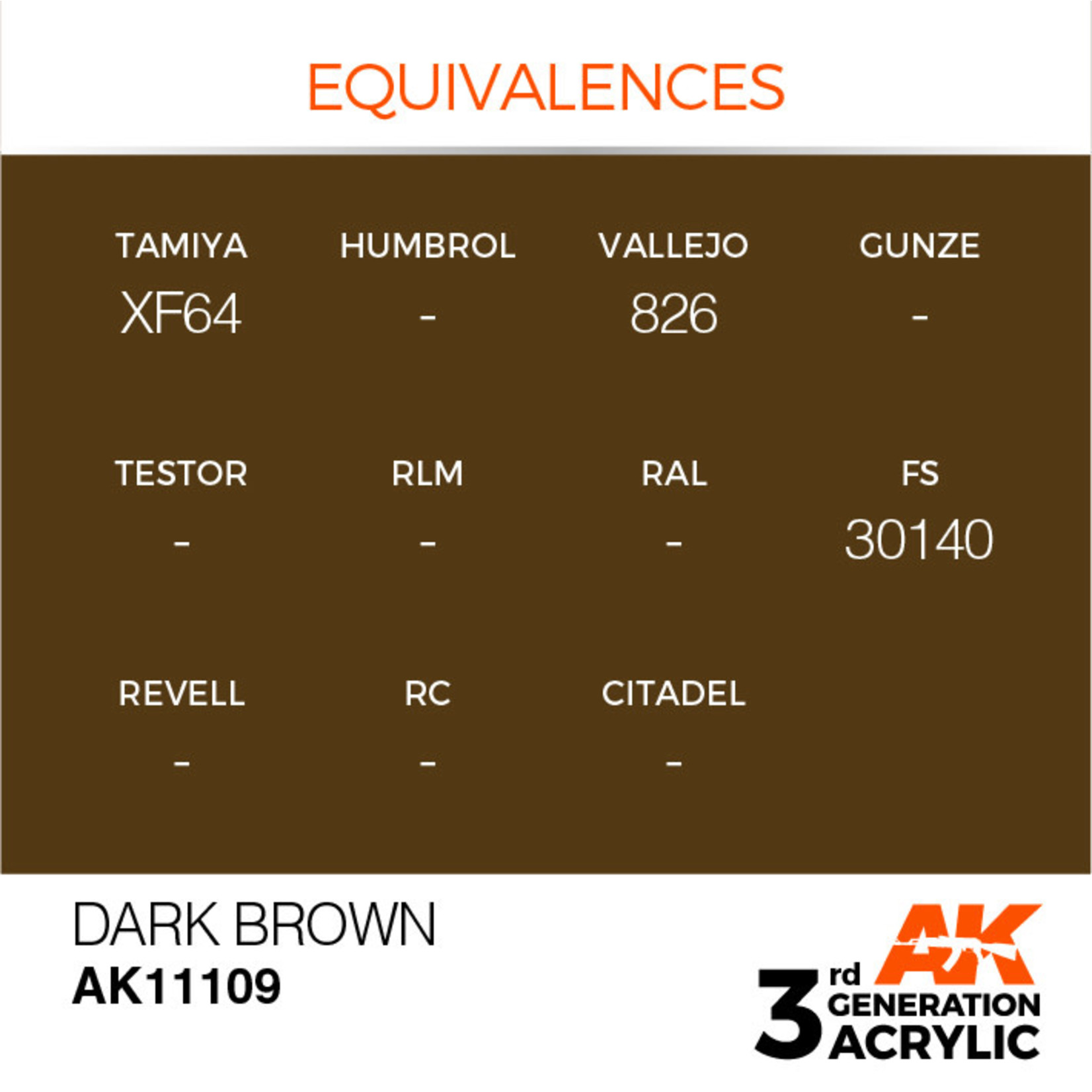 AK Interactive AK11109 3G Acrylic Dark Brown 17ml