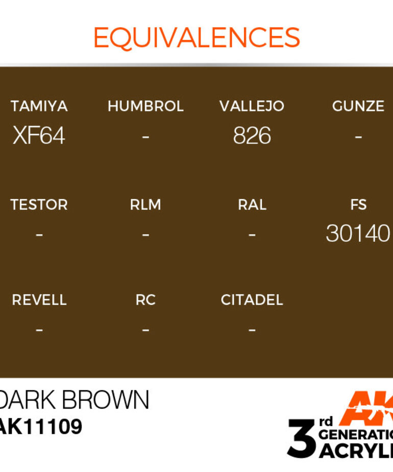 AK Interactive AK11109 3G Acrylic Dark Brown 17ml