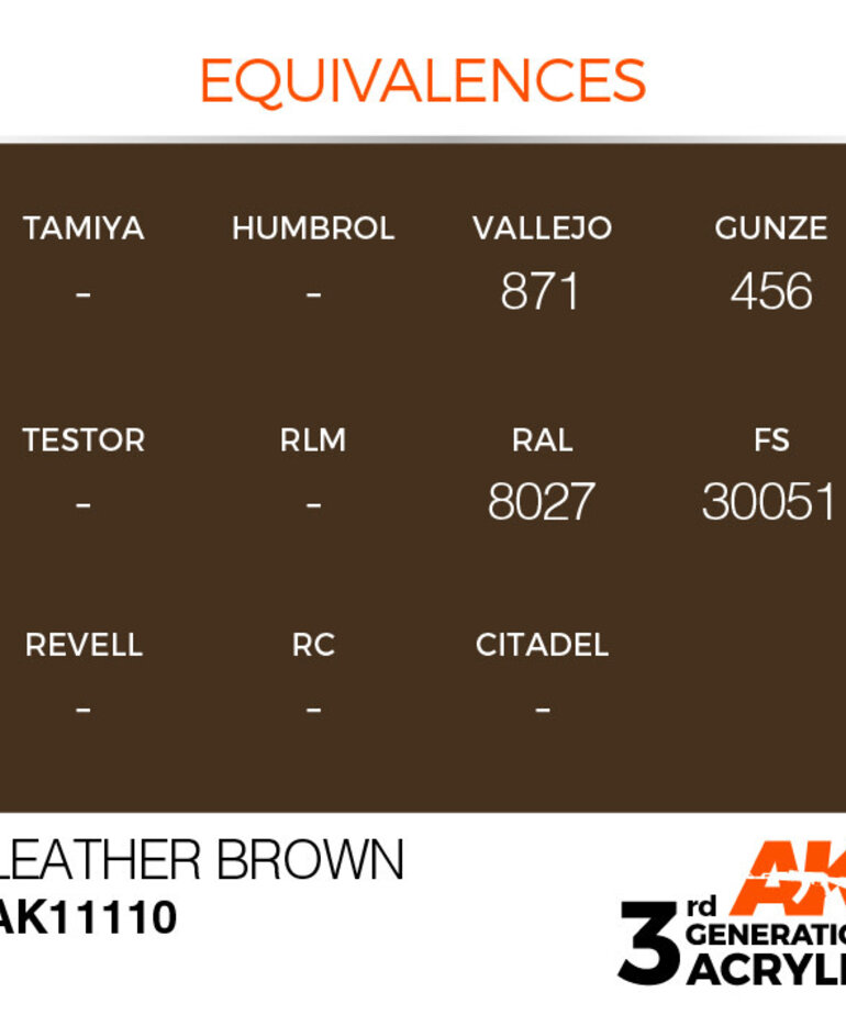 AK Interactive AK11110 3G Acrylic Leather Brown 17ml