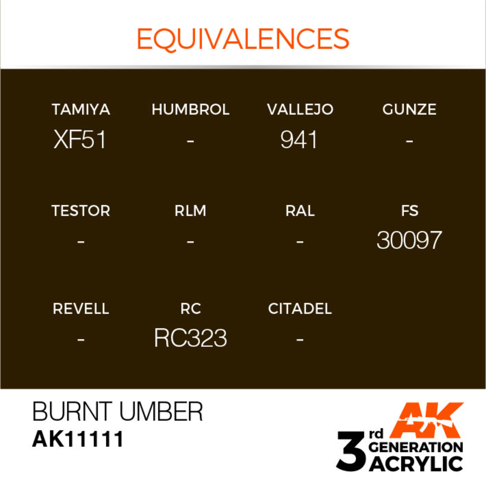 AK Interactive AK11111 3G Acrylic Burnt Umber 17ml