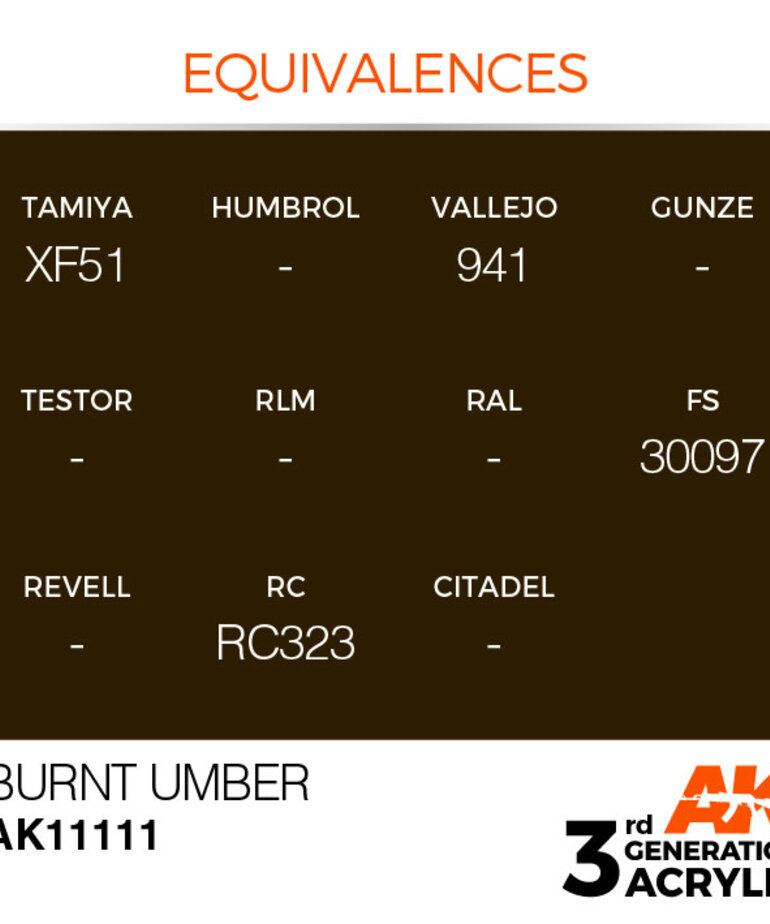 AK Interactive AK11111 3G Acrylic Burnt Umber 17ml