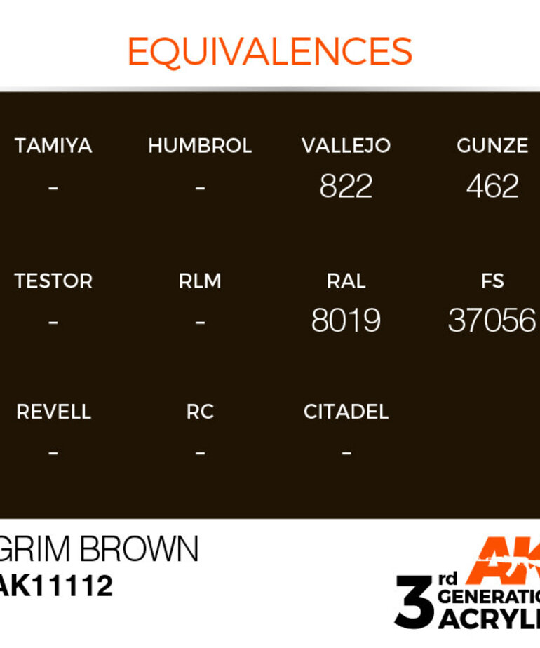 AK Interactive AK11112 3G Acrylic Grim Brown 17ml