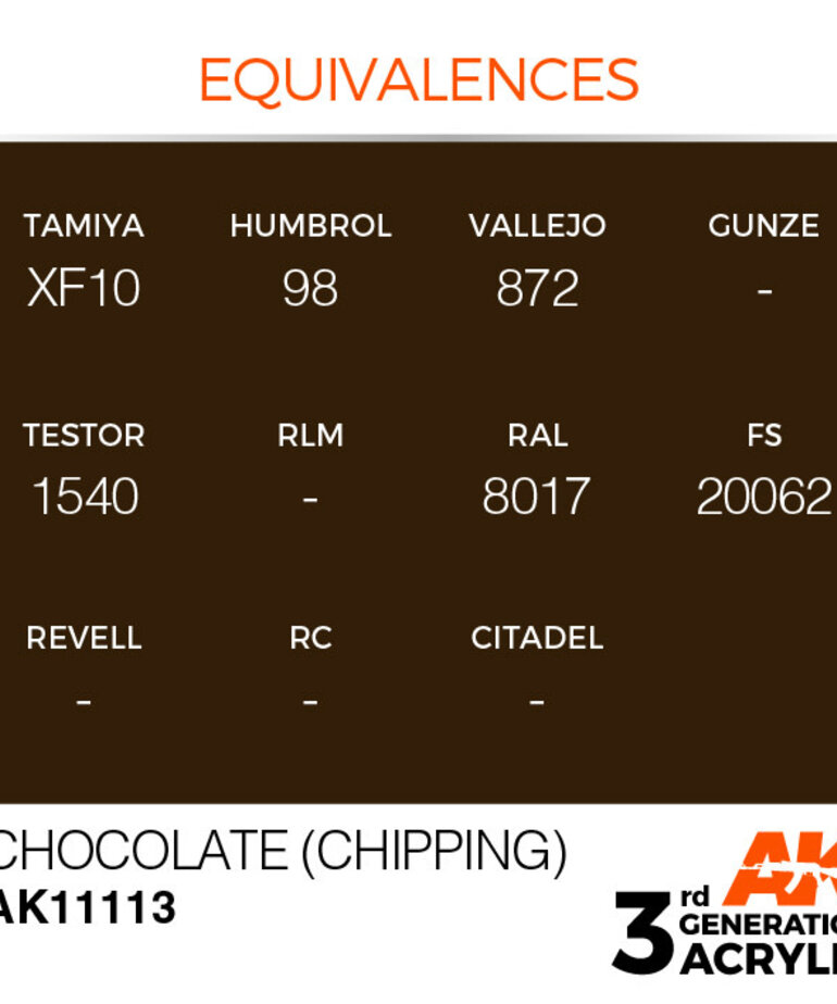 AK Interactive AK11113 3G Acrylic Chocolate (Chipping) 17ml