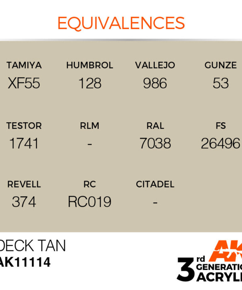 AK Interactive AK11114 3G Acrylic Deck Tan 17ml
