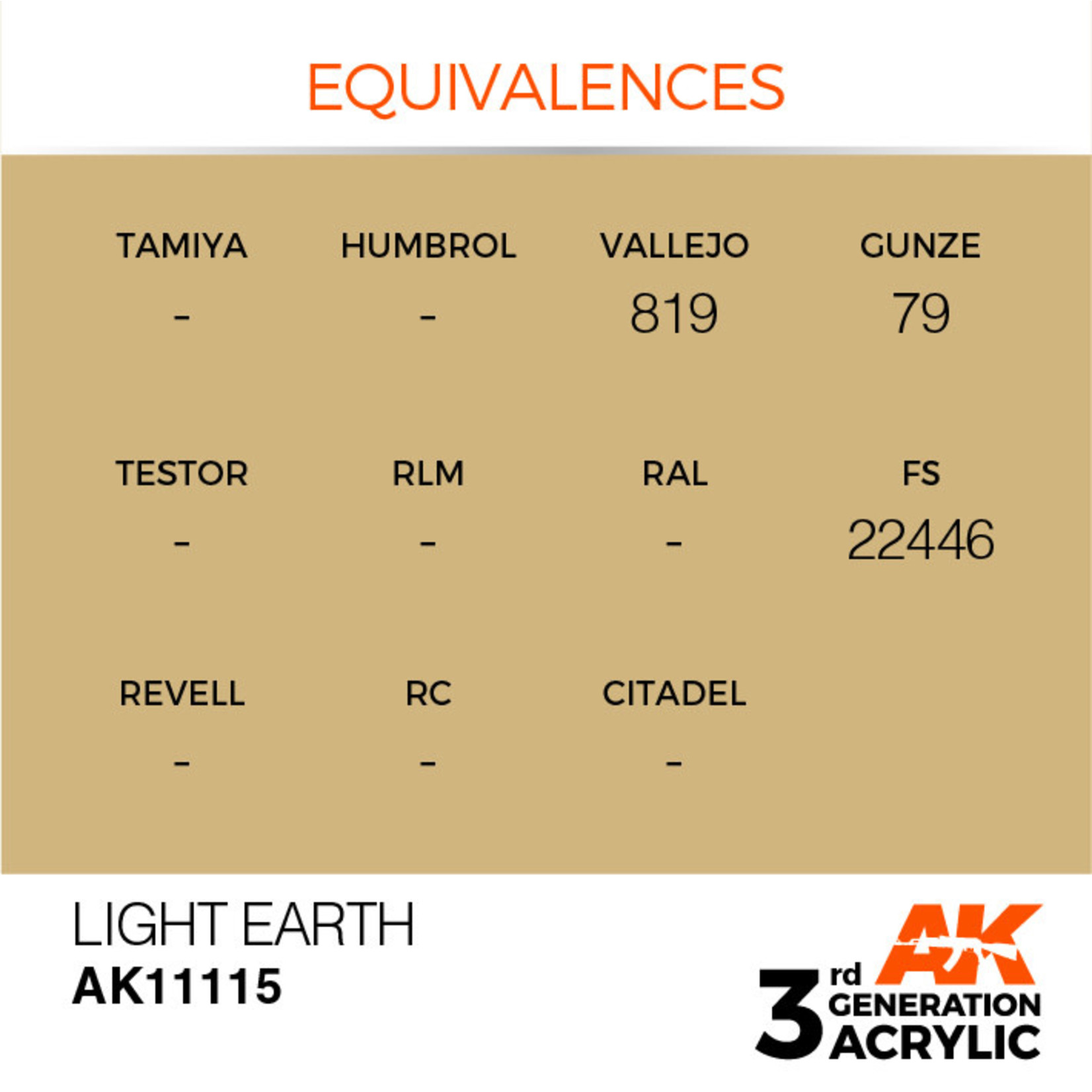 AK Interactive AK11115 3G Acrylic Light Earth 17ml