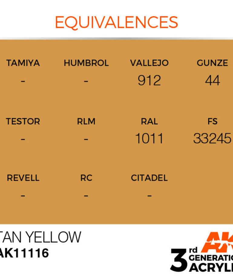AK Interactive AK11116 3G Acrylic Tan Yellow 17ml