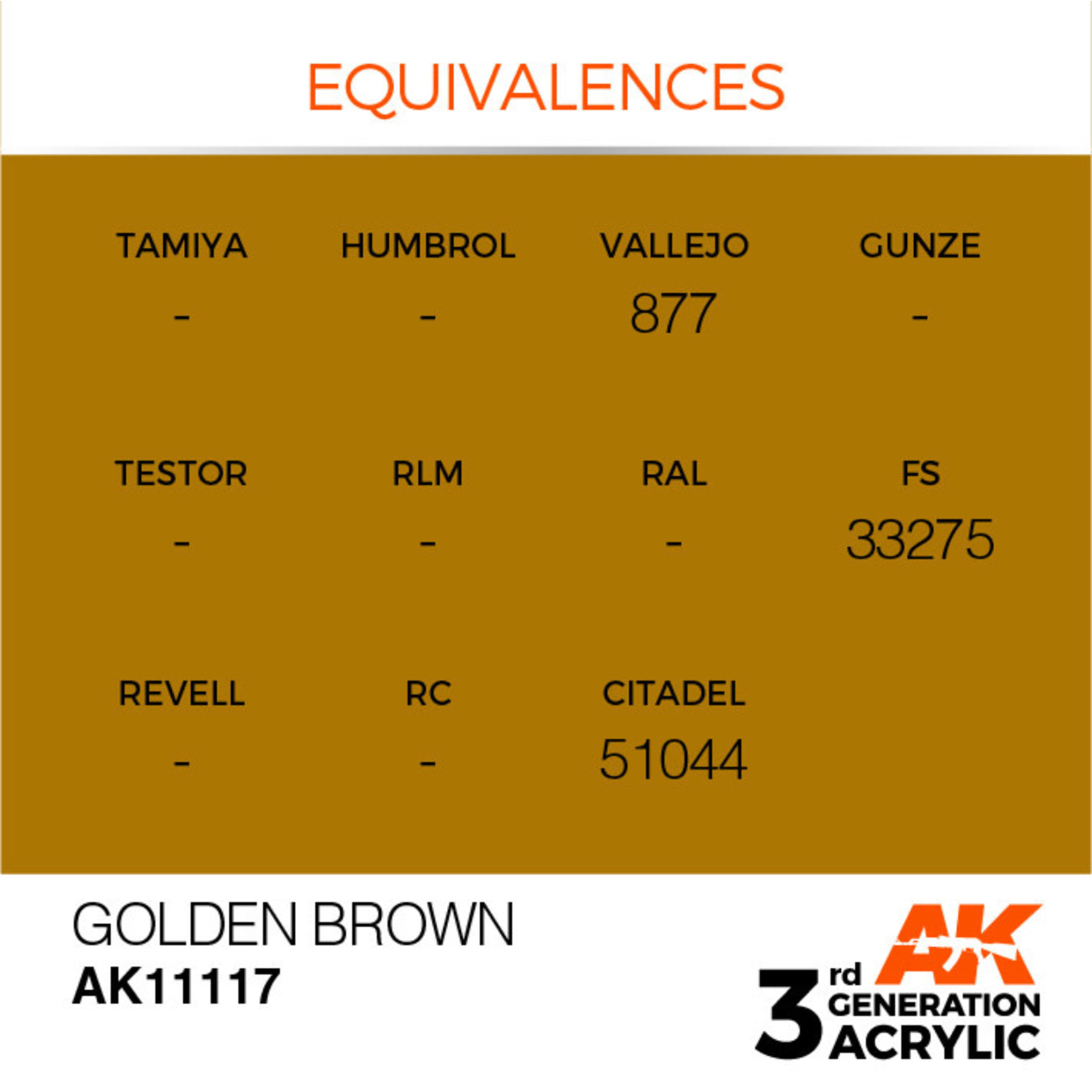 AK Interactive AK11117 3G Acrylic Golden Brown 17ml