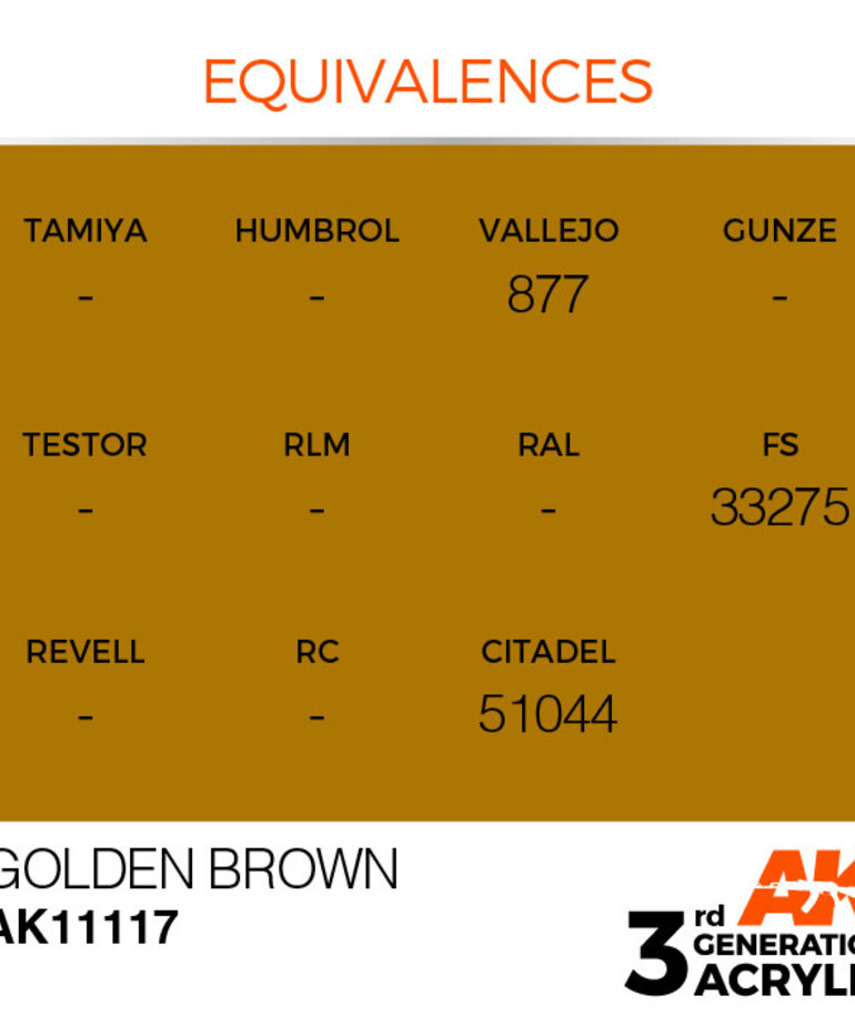 AK Interactive AK11117 3G Acrylic Golden Brown 17ml