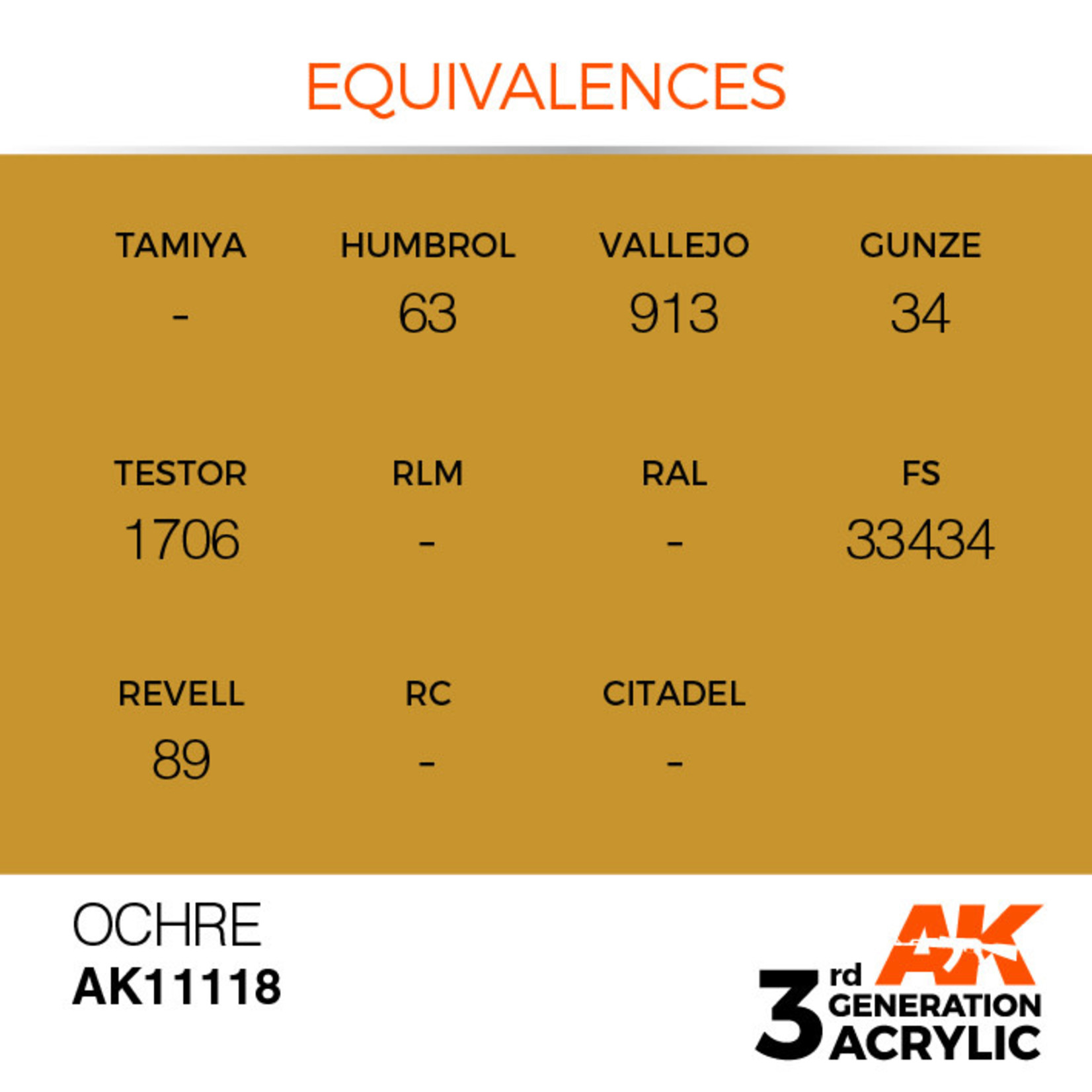 AK Interactive AK11118 3G Acrylic Ochre 17ml