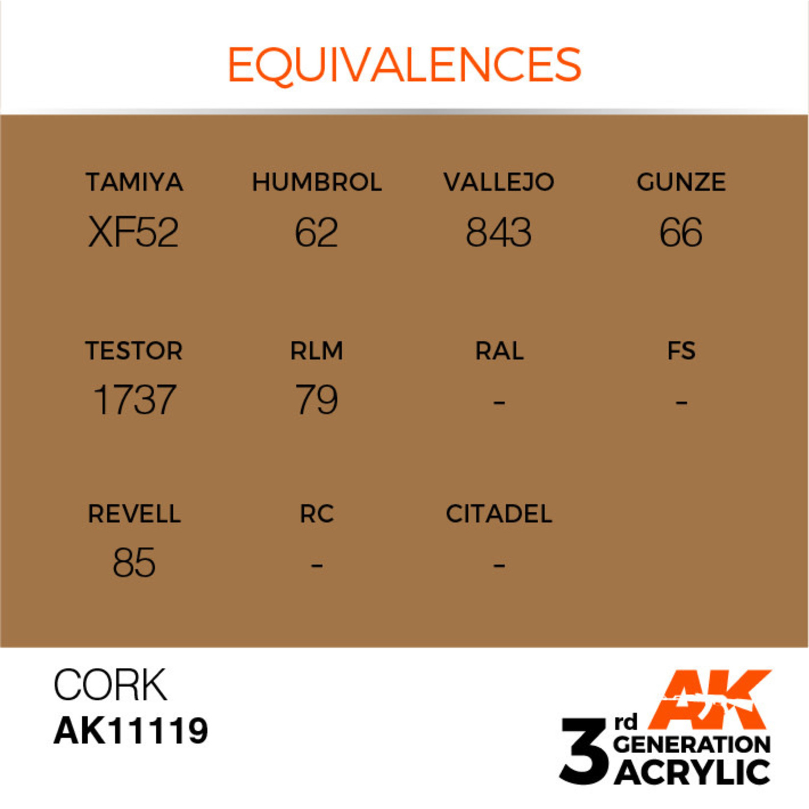 AK Interactive AK11119 3G Acrylic Cork 17ml