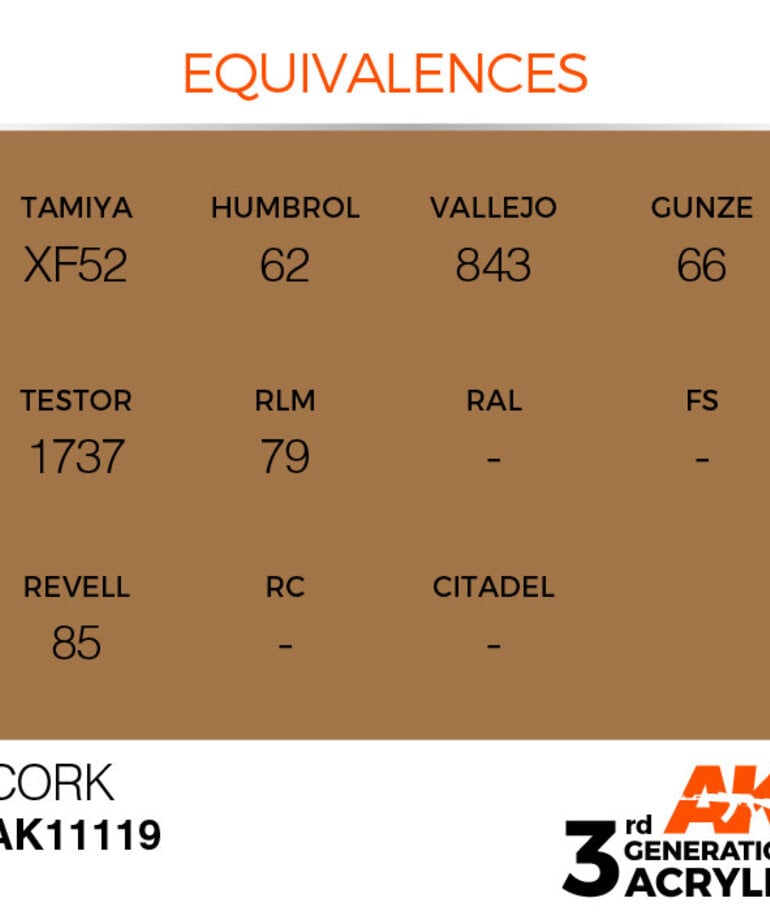 AK Interactive AK11119 3G Acrylic Cork 17ml