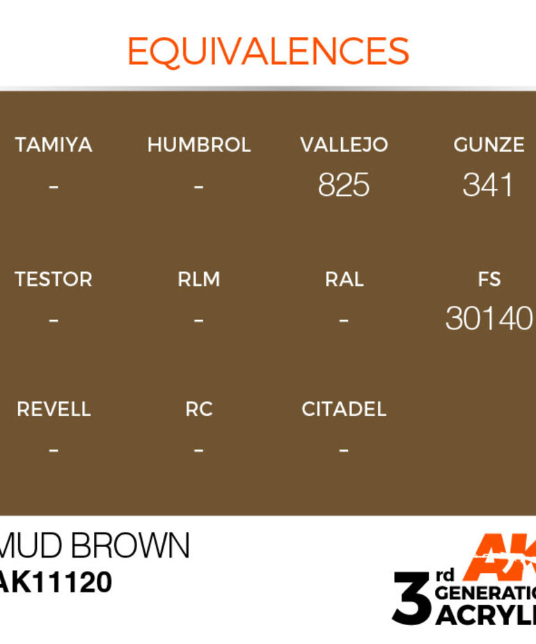 AK Interactive AK11120 3G Acrylic Mud Brown 17ml