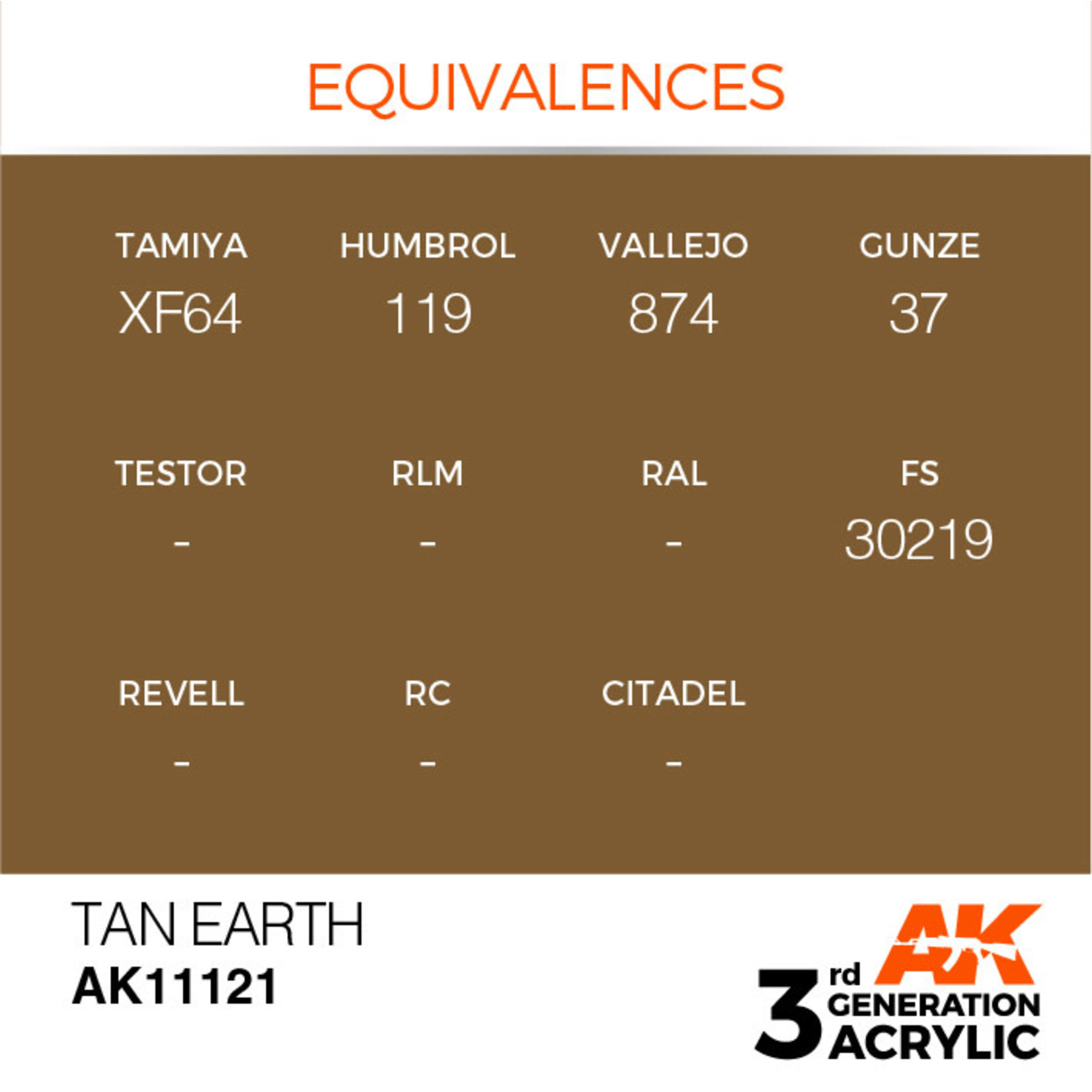AK Interactive AK11121 3G Acrylic Tan Earth 17ml