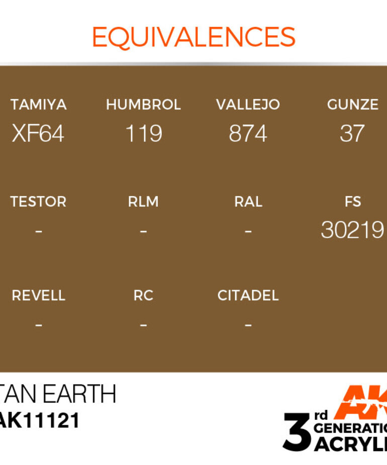 AK Interactive AK11121 3G Acrylic Tan Earth 17ml