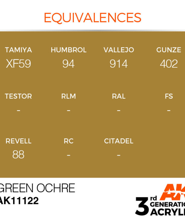 AK Interactive AK11122 3G Acrylic Green Ochre 17ml